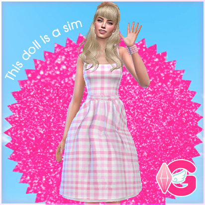 Barbie pink long plaid dress [HQ compatible] logo