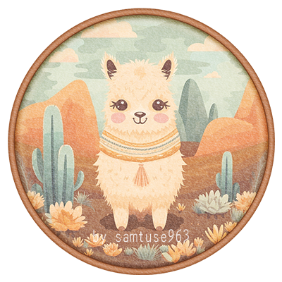 Cute Lama Kids Round Dance Rug #1 Samtuse963 logo