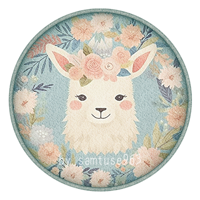Cute Lama Kids Round Dance Rug #2 Samtuse963 logo