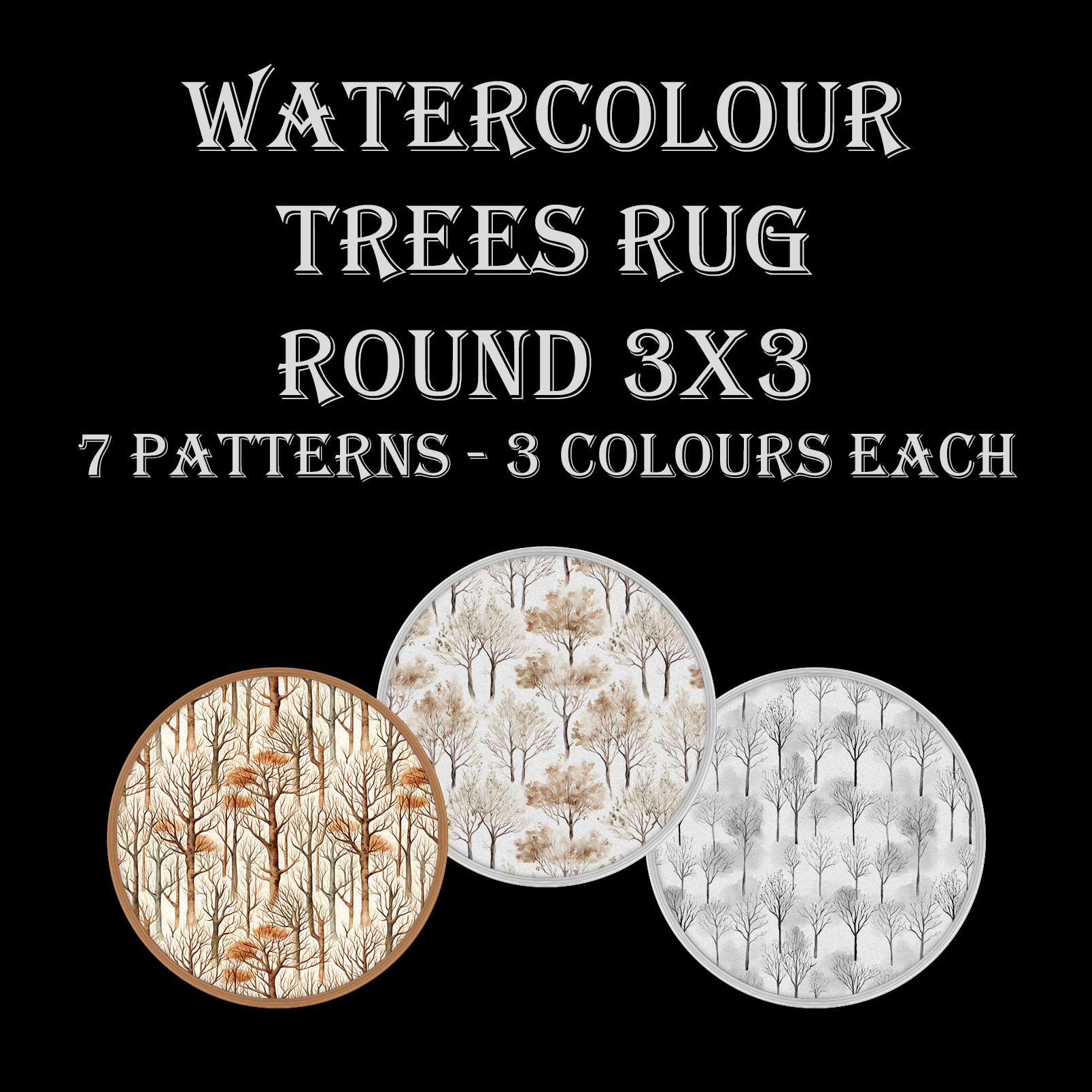Watercolour Trees - Round 3X3 Rug - Build / Buy - The Sims 4
