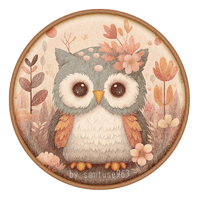 Cute Owl Kids Round Dance Rug #2 Samtuse963 logo