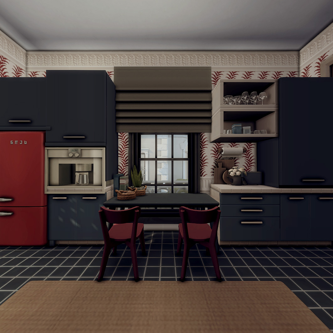Red and blue kitchen The Sims 4 Rooms / Lots