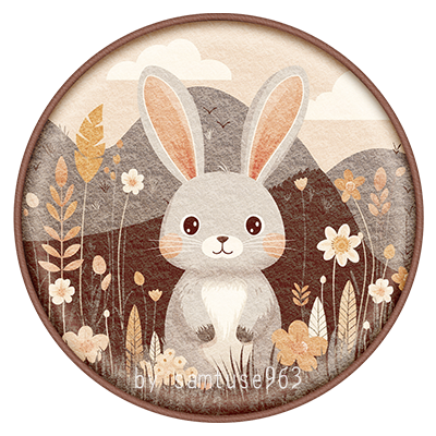 HQ Cute Bunny Kids Round Dance Rug #1 Samtuse963 logo