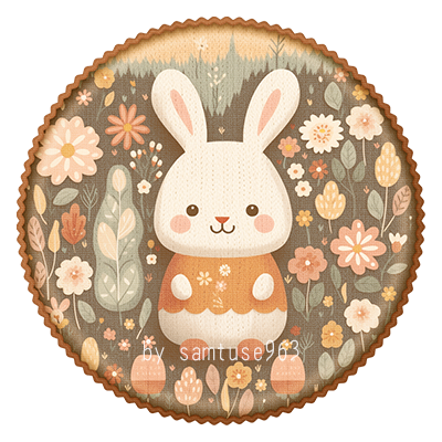 HQ Cute Bunny Kids Round Dance Rug #2 Samtuse963 logo