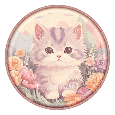 HQ Cute Kitten Kids Round Dance Rug #2 Samtuse963 logo