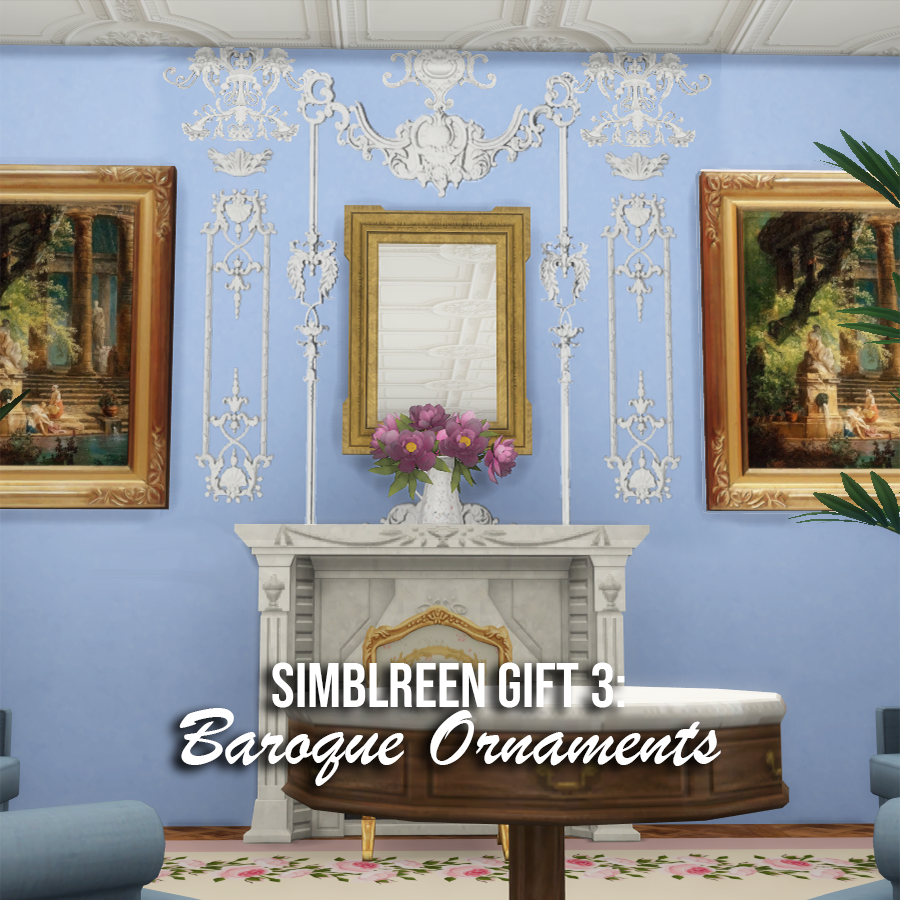 Simblreen 2023 Gift 3 Baroque Ornaments The Sims 4 Build / Buy