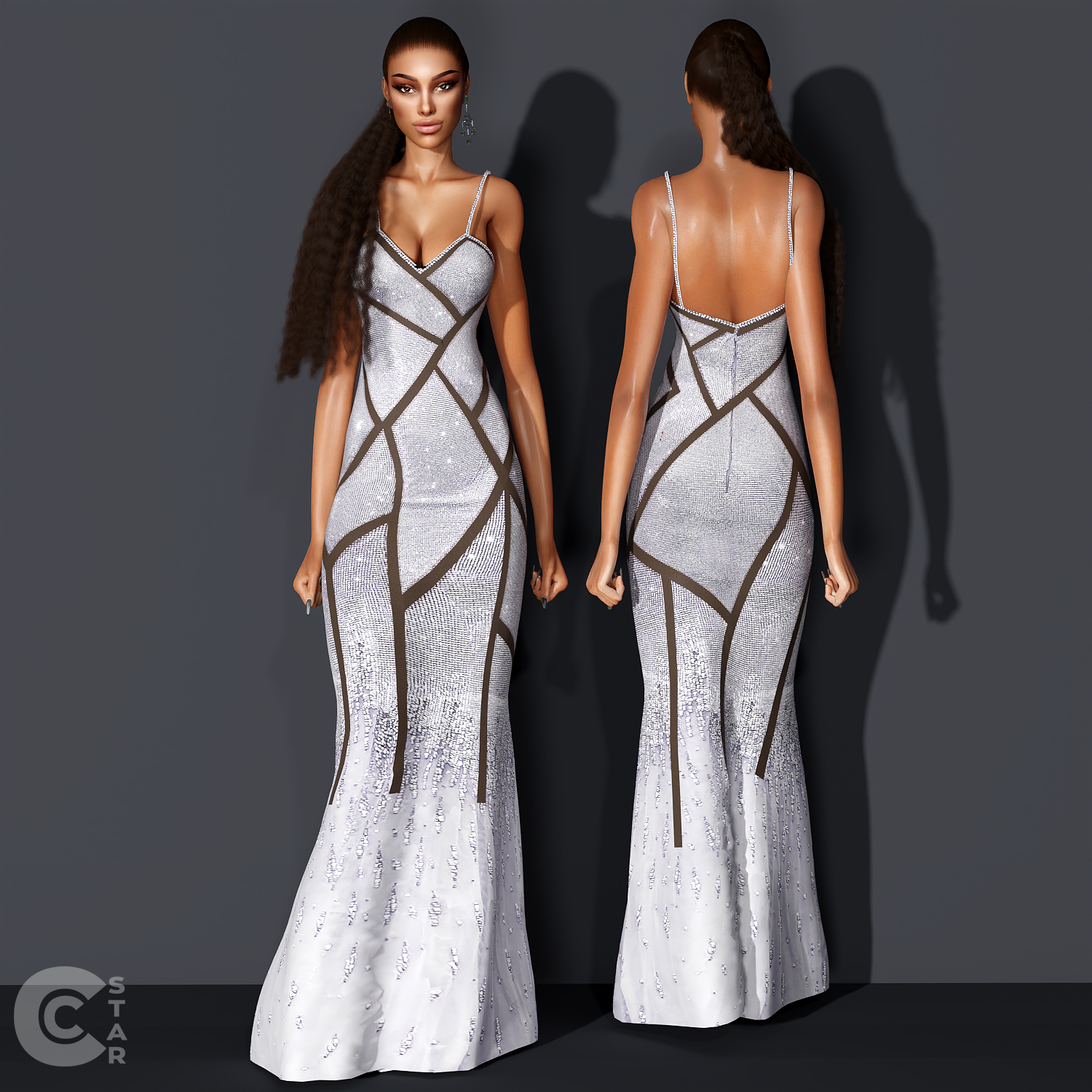 Sequin Long Dress With Sheer Panels - The Sims 4 Create a Sim - CurseForge