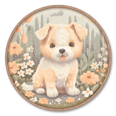 Cute Puppy Kids Round Dance Rug #3 Samtuse963 logo