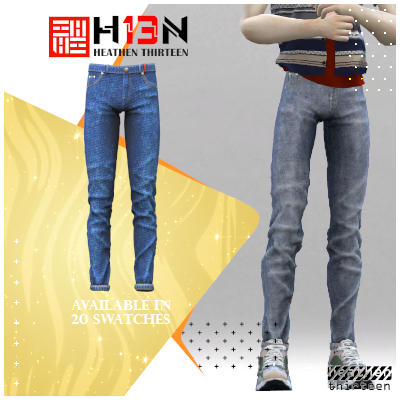 Mid Rise Slim Fit Cuffed Jeans - Files - The Sims 4 Create a Sim
