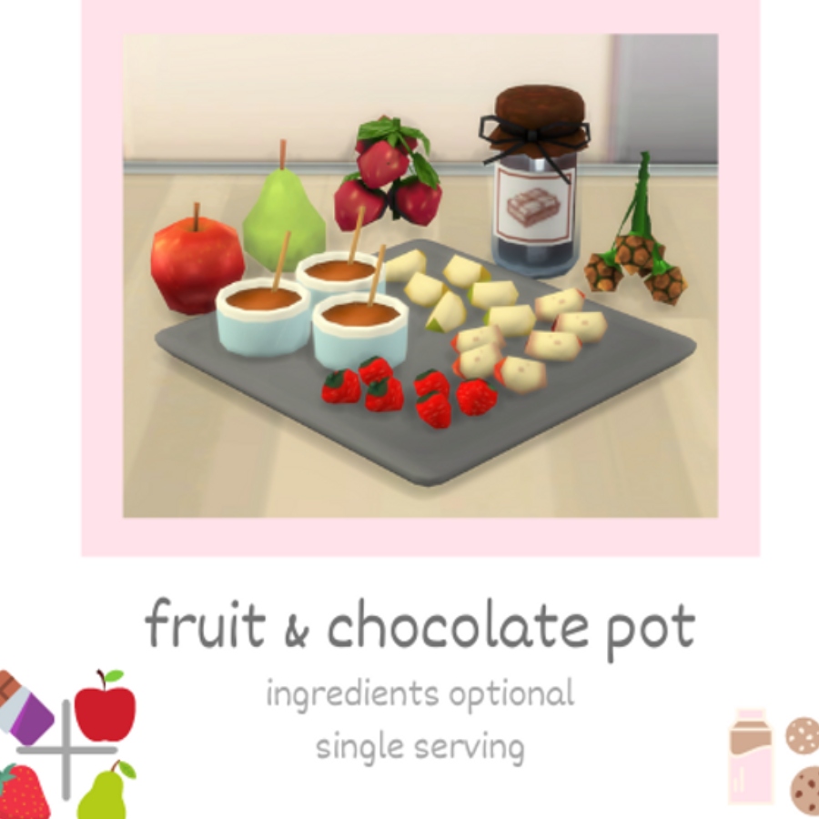 fruit and chocolate snack By Littlbowbub Spanish translation The Sims