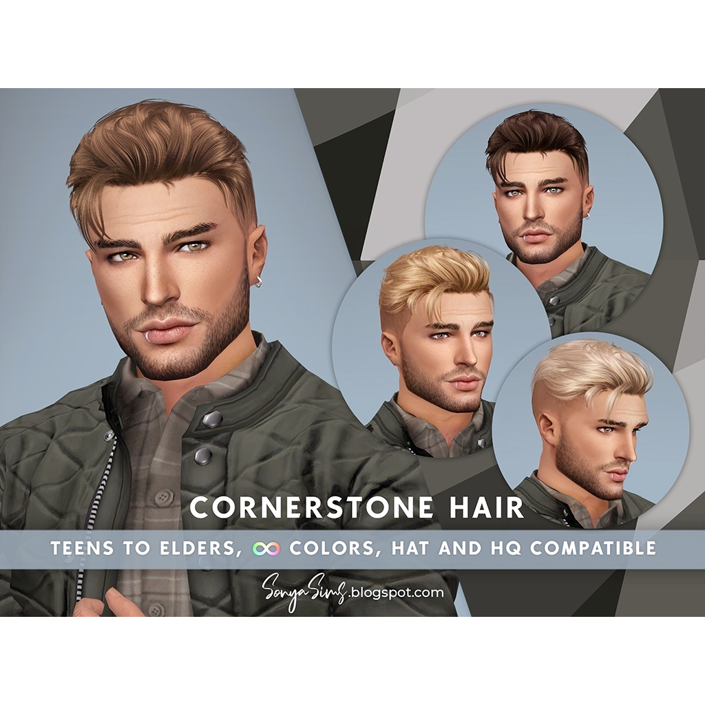 SONYASIMS - CORNERSTONE HAIR - Screenshots - The Sims 4 Create a Sim ...