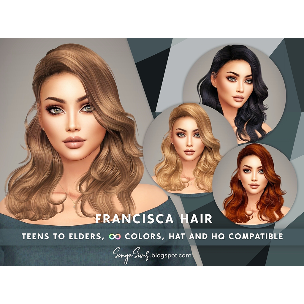 SONYASIMS - FRANCISCA HAIR - The Sims 4 Create a Sim - CurseForge