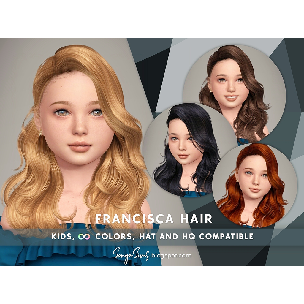 SONYASIMS - FRANCISCA HAIR KIDS - Files - The Sims 4 Create a Sim ...