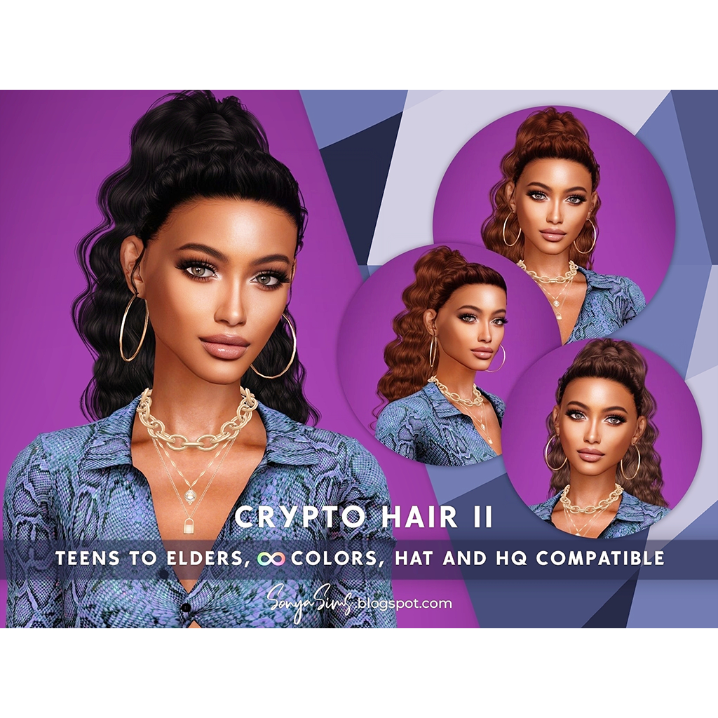 SONYASIMS CRYPTO HAIR II The Sims 4 Create a Sim