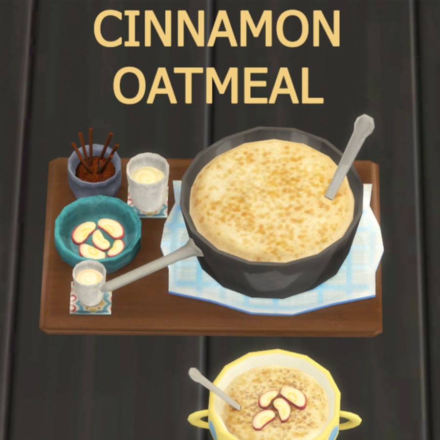 Install Oatmeal with cinnamon By icemunmun Spanish translation The Sims 4 Mods