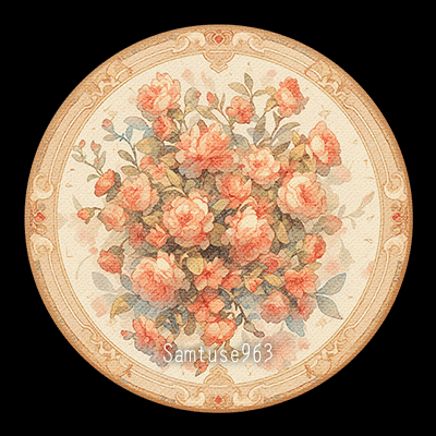Watercolor Round Dance Rug #13 Samtuse963 logo