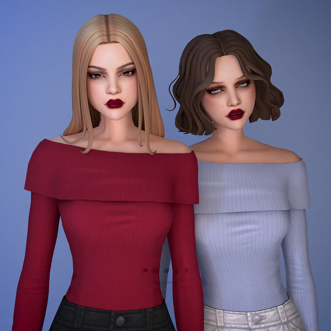 Off Shoulders Sweater - Blue Valentine Collection - The Sims 4 Create a ...