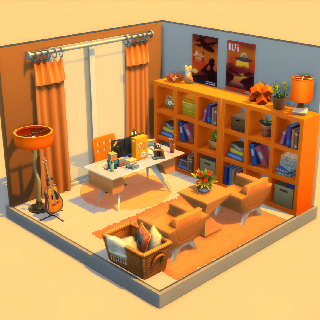 Orange Modern Office / Study Room - Screenshots - The Sims 4 Rooms ...