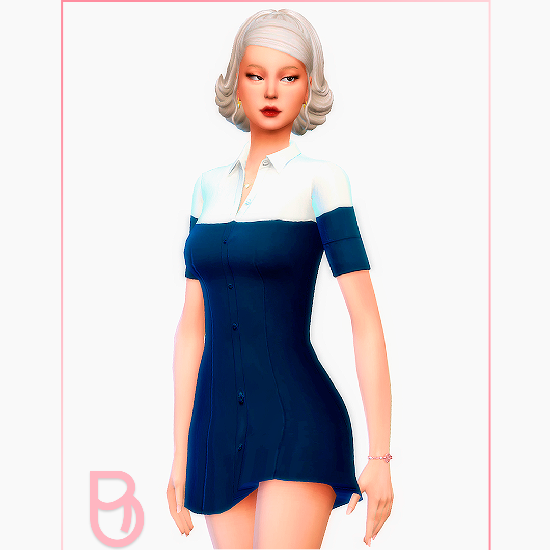 Download Woman Collared Dress - Liz version 1 - The Sims 4 Mods ...