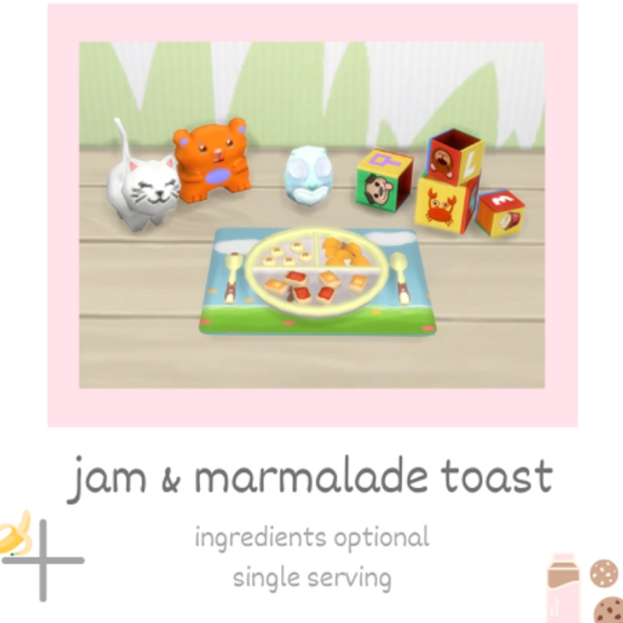 Install Toasts with ham and toasts with jam by Littlbowbub Spanish translation The Sims 4 Mods