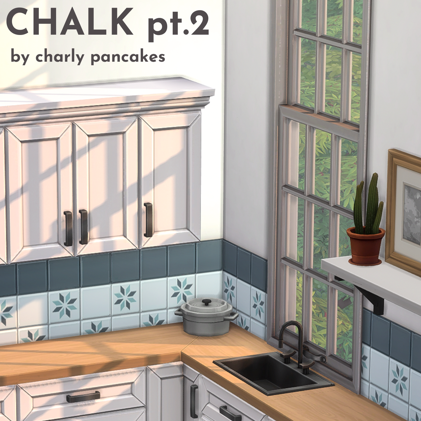 CHALK pt.2 - floor tiles and wallpaper - kitchen set - by charly pancakes logo