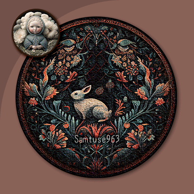 Classic Bunny Round Dance Rug #5 Samtuse963 logo