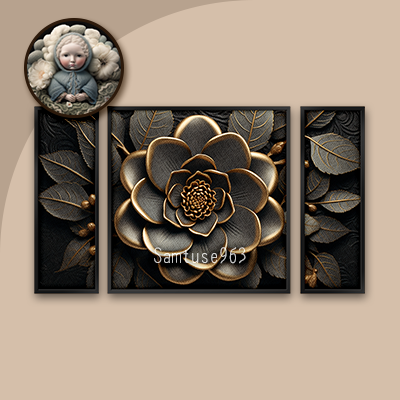 HQ Gold Black Flower Triptych #1 Sellable Extra E Samtuse963 logo