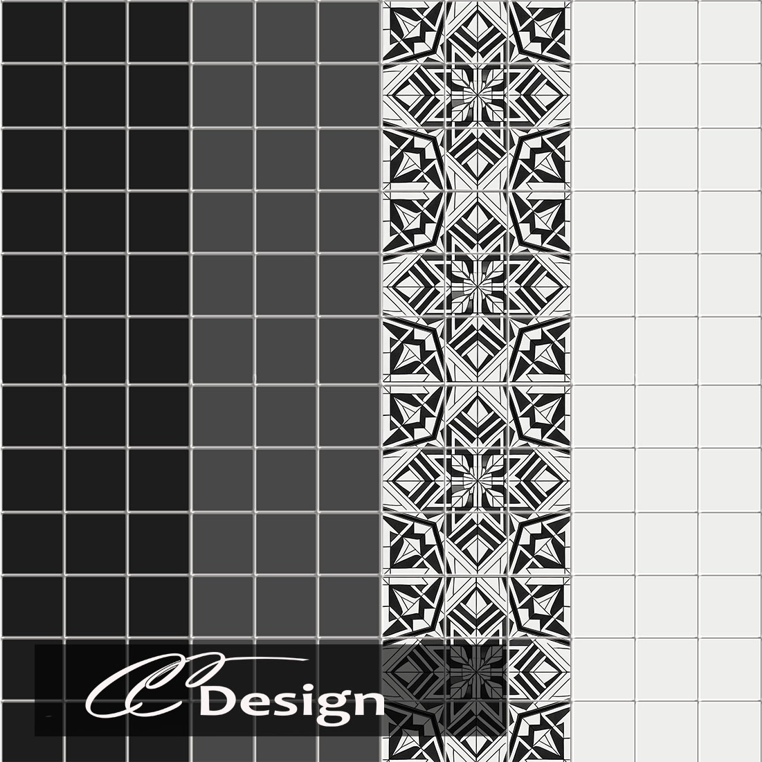 wall tiles in black and white logo