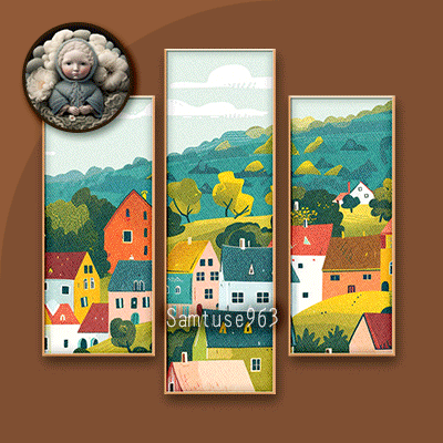 HQ Simple Town Landscape Triptych #1 Sellable Extra B Samtuse963 logo