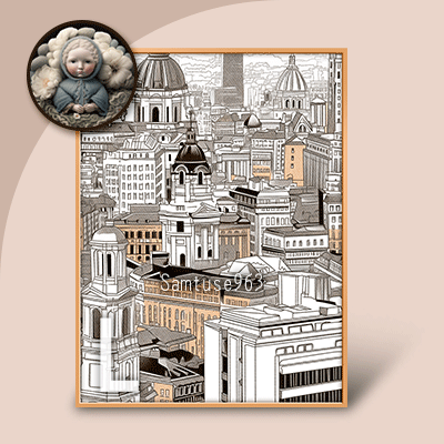 HQ Large Table Painting Achromatic City #1 logo