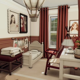 Red and White Bedroom