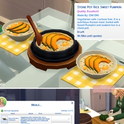 Hot stone pot rice with sweet pumpkin by ONI Spanish translation