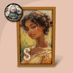 Small Table Painting Elegant Lady Portrait #1 Samtuse963