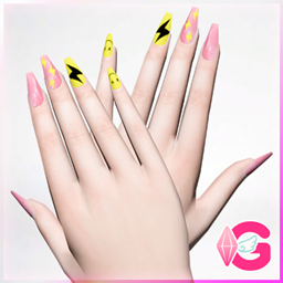 Neon lightning ballerina nails • N01 [HQ compatible]
