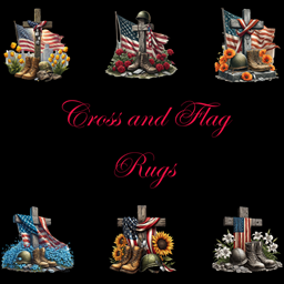 Memorial Day Cross and Flag Rug