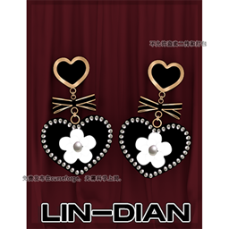 LIN-DIAN black gold pearl earrings logo