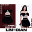 LIN-DIAN  One shoulder bow pearl dress logo