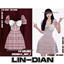 LIN-DIAN  herringbone puff sleeve dress logo