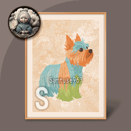HQ Small Table Painting Minimalist Dog #1 Samtuse963