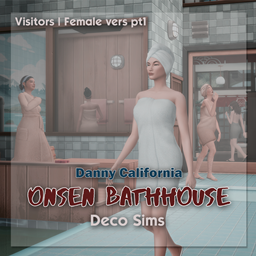 Onsen bathhouse Deco sims | female vers pt 1 logo