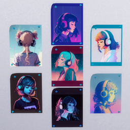 Poster-Girls with headphones 01-anime style