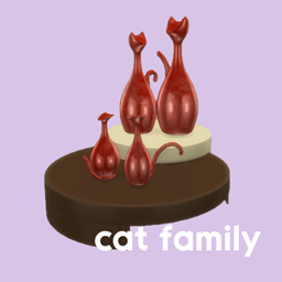 Cat family sculpture logo