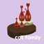 Cat family sculpture logo