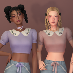 [Coquette Collection] - Rounded Neckline Shirt 