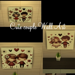 Cute Cartoon Couple Canvas Wall Art