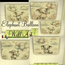 Cute Elephant Holding Balloon Canvas Wall Art