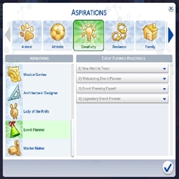 Event Planner Aspirations By KiaraSims4Mods Spanish Translation