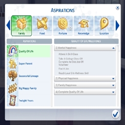 Quality of Life Aspirations By KiaraSims4Mods Spanish Translation