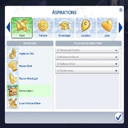Restaurateur Aspiration By KiaraSims4Mods Spanish Translation