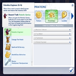 Robotics Engineer Aspirations By KiaraSims4Mods Spanish Translation